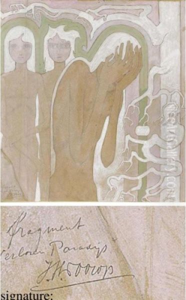 Verloren Paradijs-expulsion From Paradise Oil Painting by Jan Toorop