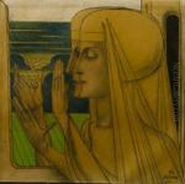 Gewijde Muziek - Sacred Music Oil Painting by Jan Toorop