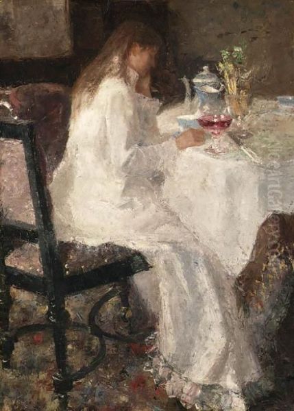 Dame En Blanche (annie Hall) Oil Painting by Jan Toorop