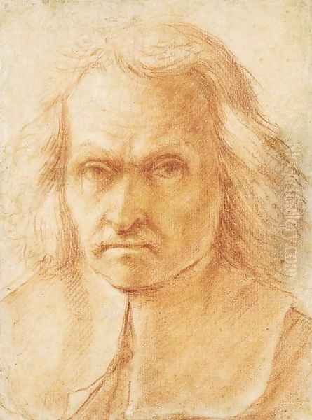 Self-portrait, bust-length Oil Painting by Giovanni Battista Salvi, Il Sassoferrato