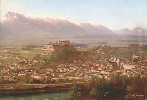 View over Salzburg, Austria Oil Painting by Gottfried Stahli-Rychen