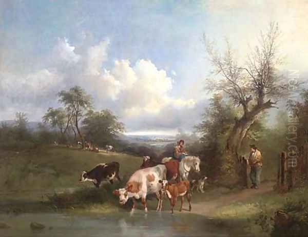 The watering places Oil Painting by Henry Shayer