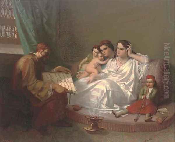 The reading Oil Painting by Julius Joseph Gaspard Starck