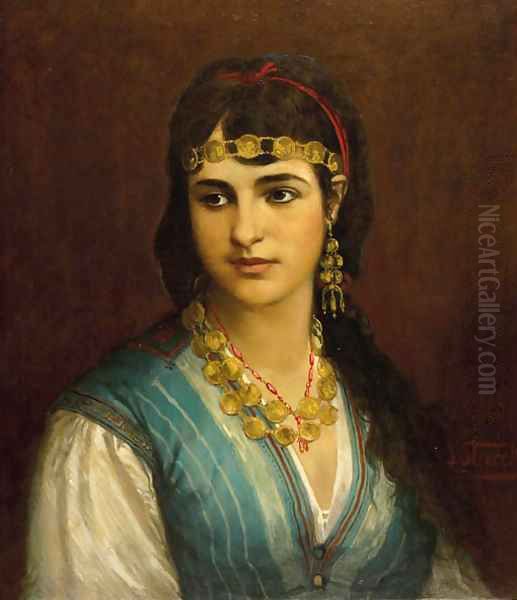 An oriental beauty Oil Painting by Julius Josephus Gaspard Starck