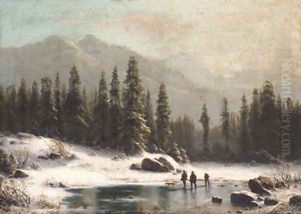 A winter's walk Oil Painting by Karl Ludwig Scheins