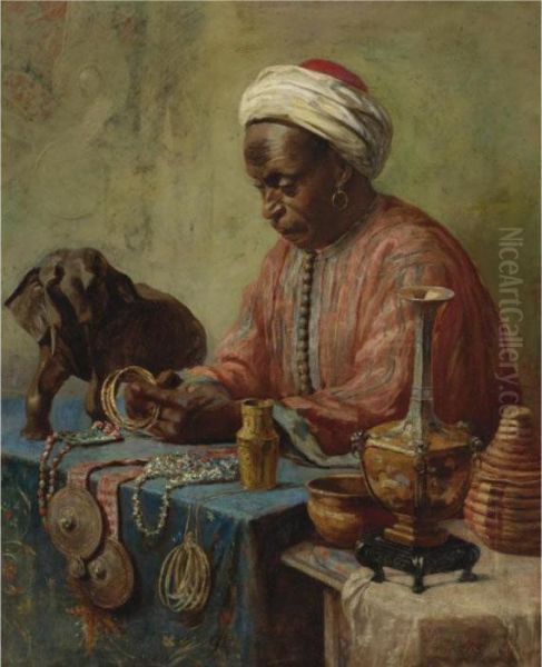 The Jewelry Maker Oil Painting by Gyula Tornai