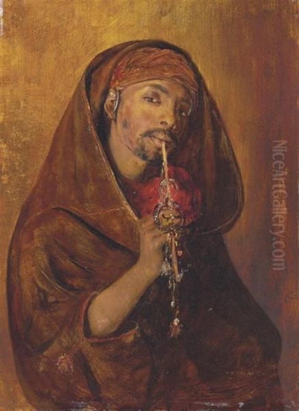 The Moorish Smoker Oil Painting by Gyula Tornai