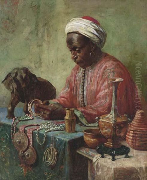 The Jewelry Maker Oil Painting by Gyula Tornai