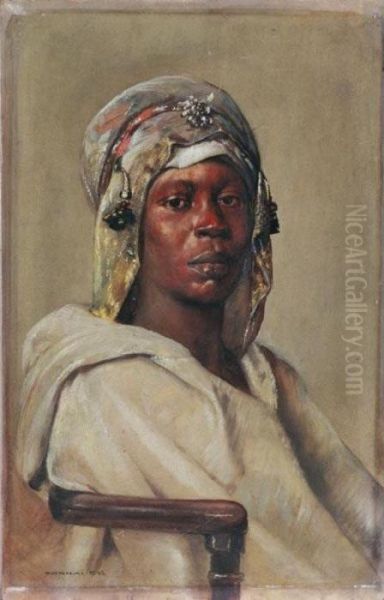 African Woman Oil Painting by Gyula Tornai