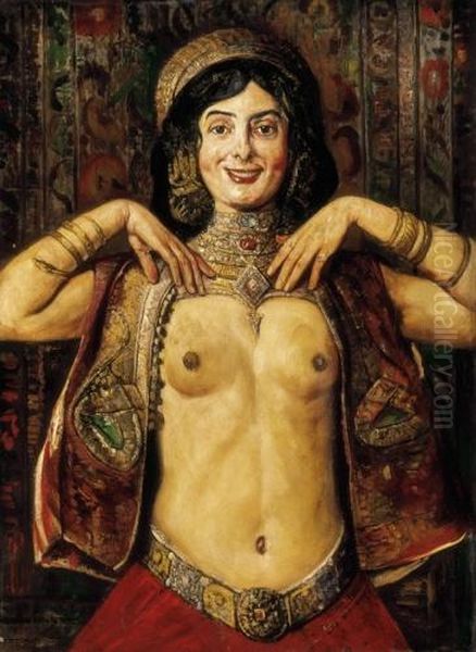 Harem Lady Oil Painting by Gyula Tornai