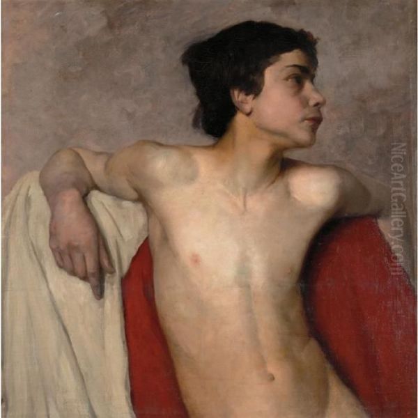 Study Of A Boy Oil Painting by Gyula Tornai