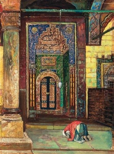 Before A Mosque Oil Painting by Gyula Tornai