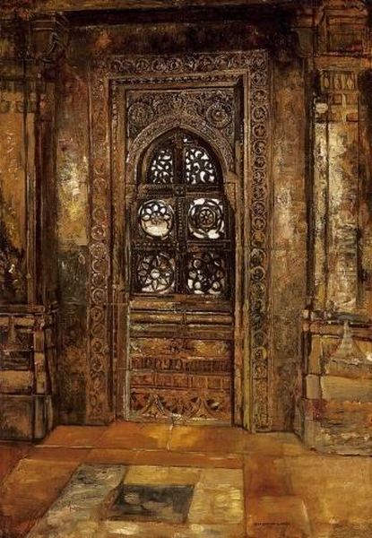 Eastern Ornamental Window Oil Painting by Gyula Tornai