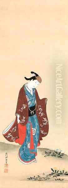 Elegant young kabuki actor Oil Painting by Nishikawa Sukenobu