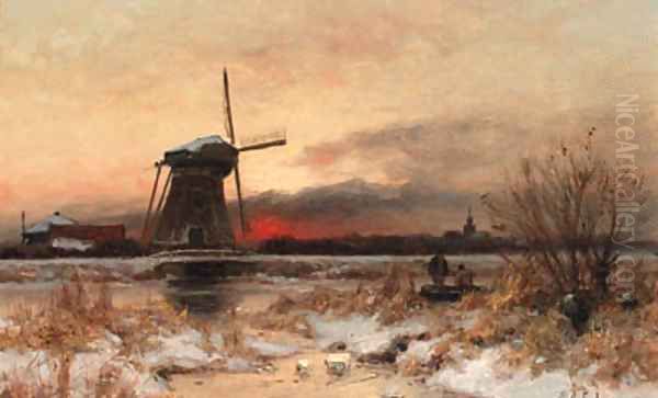 A winter landscape Oil Painting by Piet Schipperus