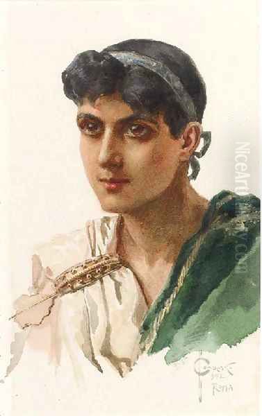 Portrait of a Roman in Green Toga Oil Painting by Sergei Solomko