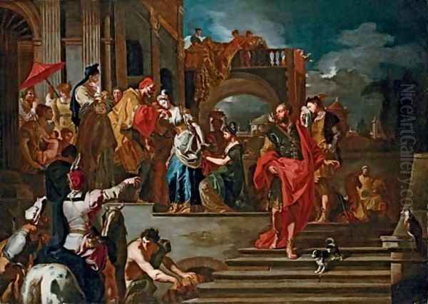 The Departure of Rebecca Oil Painting by Francesco Solimena