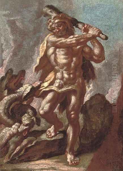 Hercules and Achelous Oil Painting by Francesco Solimena