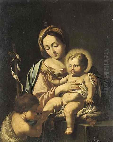 The Madonna and Child with Saint John the Baptist Oil Painting by Francesco Solimena