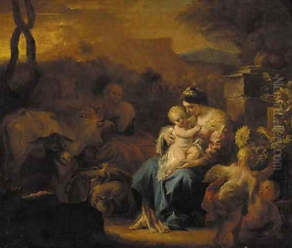 The Rest on the Flight into Egypt Oil Painting by Francesco Solimena