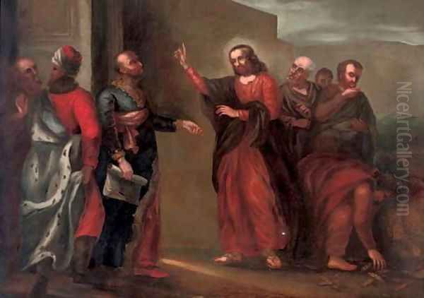 Christ driving the Money-Changers from the Temple Oil Painting by Francesco Solimena