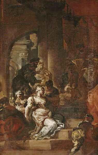 Esther before Ahasuerus Oil Painting by Francesco Solimena