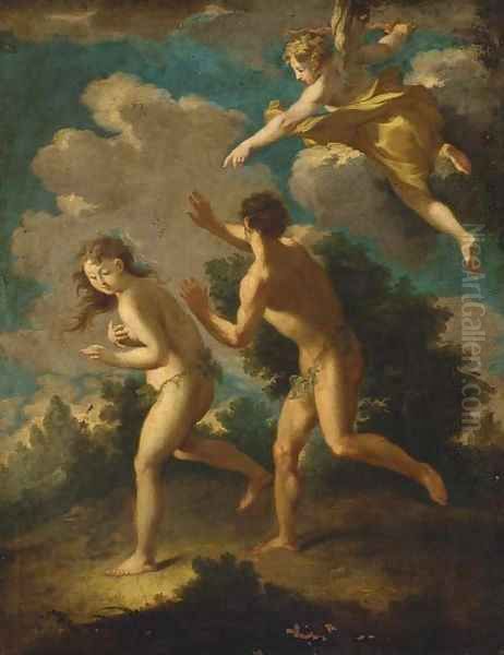 The Expolsion of Adam and Eve Oil Painting by Giuseppe Simonetti