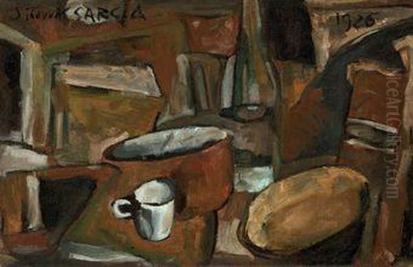 Nature Morte Avec Petite Tasse Blanche Oil Painting by Joaquin Torres-Garcia