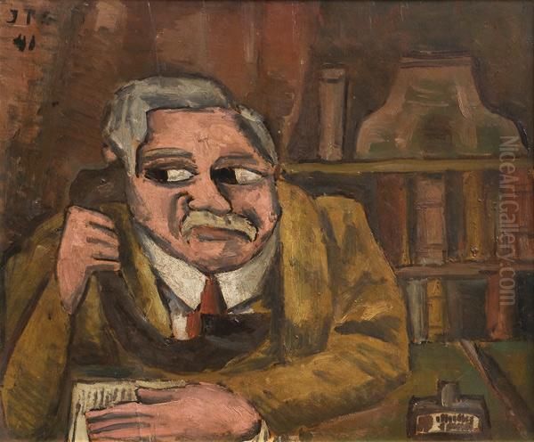 Hombre En El Telefono Oil Painting by Joaquin Torres-Garcia