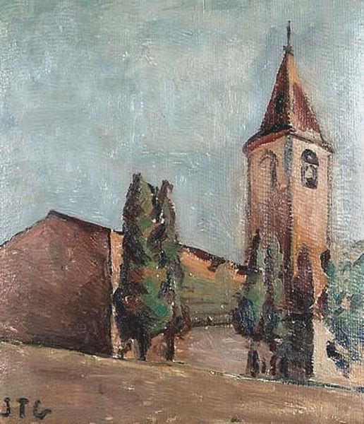 Sant Genis D'agudells (barcelona) Oil Painting by Joaquin Torres-Garcia