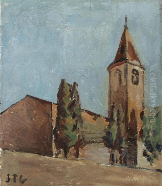 Sant Genis D'agudells, Barcelona Oil Painting by Joaquin Torres-Garcia