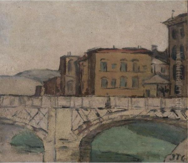 Paisaje (ponte Alle Grazie, Firenze) Oil Painting by Joaquin Torres-Garcia