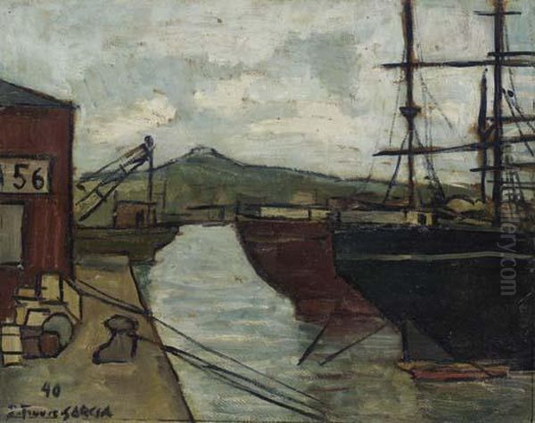 Puerto De Montevideo Oil Painting by Joaquin Torres-Garcia