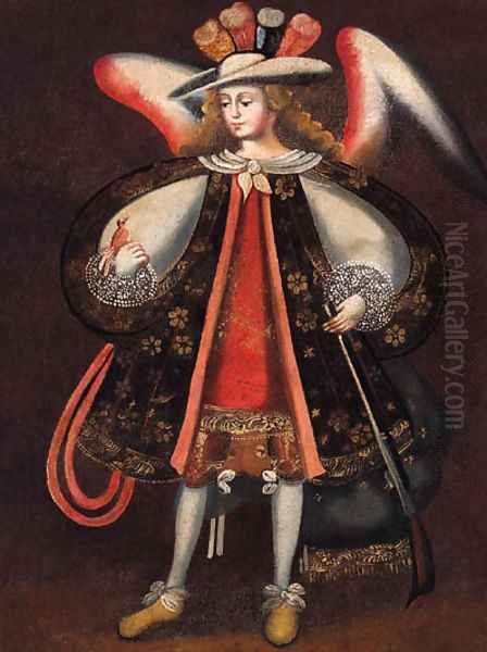 An Archangel Oil Painting by Cuzco School