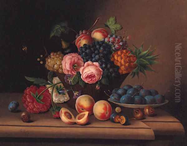 A Basket of Grapes Oil Painting by Georg Seitz