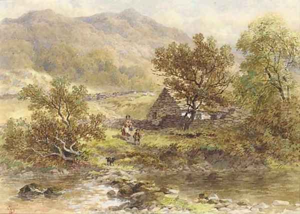 The stepping stones (illustrated); and Driving the cattle home Oil Painting by John Steeple