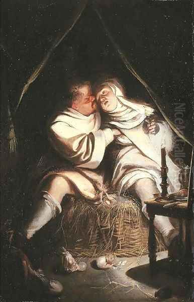 A monk seducing a nun Oil Painting by South Netherlandish School