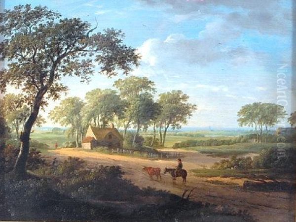 Extensive Landscape With Traveller On Horseback Oil Painting by Charles Towne