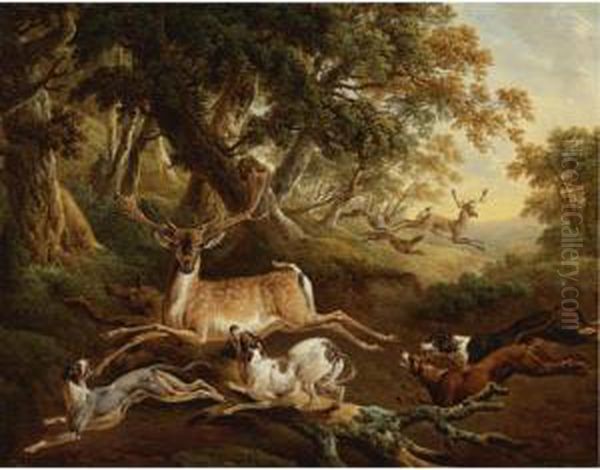 The Stag Hunt Oil Painting by Charles Towne