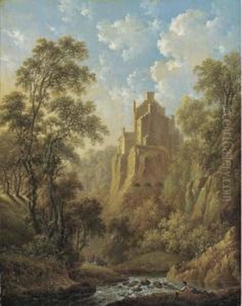 View Of Hawthornden Castle Oil Painting by Charles Towne