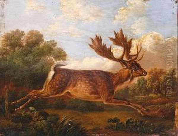 The Running Stag Oil Painting by Charles Towne