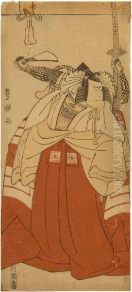 Depicting An Actor With A Folded Fan And Sword Oil Painting by Toyokuni