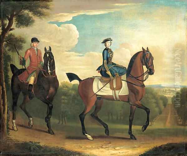 The Princess Amelia riding with her favourite groom Oil Painting by James Seymour