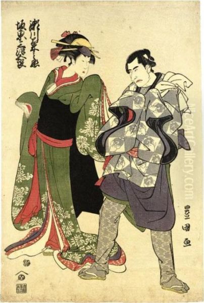 Segawa Kikunojo Iii And Bando Mitsugoro Ii In Unidentified Roles Oil Painting by Toyokuni