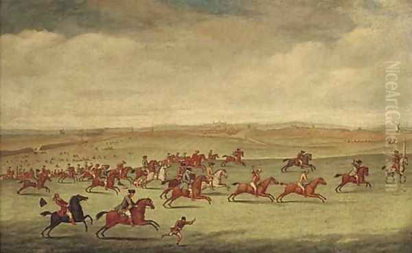 The first race run on Newmarket Heath Oil Painting by James Seymour