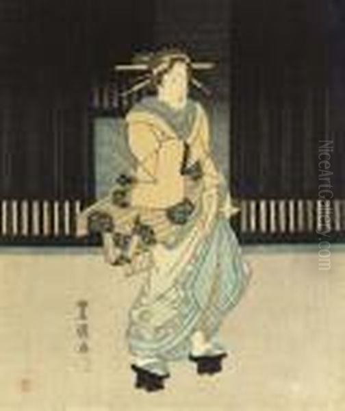 A Beauty Walking At Night Oil Painting by Toyokuni