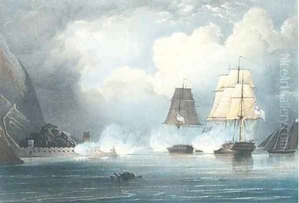 Forcing the passage of the Bocca Tigris in China Oil Painting by William Skinner