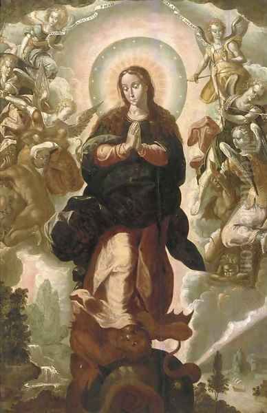 The Madonna triumphant over Evil Oil Painting by School Of Seville