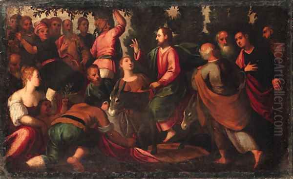 Christ's Entry into Jerusalem Oil Painting by Ippolito Scarsella (see Scarsellino)