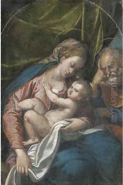 The Holy Family Oil Painting by Ippolito Scarsella (see Scarsellino)